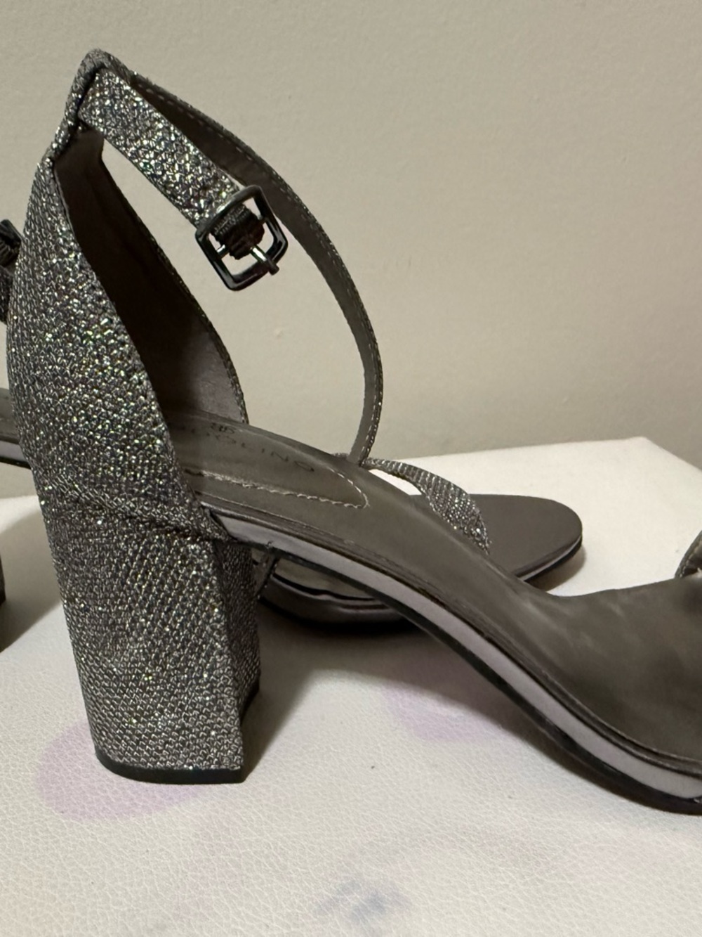 Silver Glitter Ankle-Strap Sandals for Women - Picture 5 of 5
